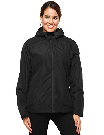 MIER Women's Packable Rain Jacket with Hood Waterproof Rain Shell Windbreaker for Outdoor