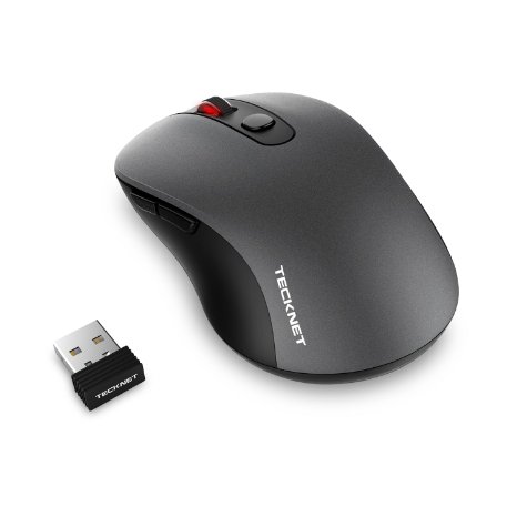 TeckNet PURE 2.4G Wireless Mouse, 6 Buttons, 18 Month Battery Life, 3 Adjustable DPI Levels: 1600/1200/800dPi, Nano Receiver