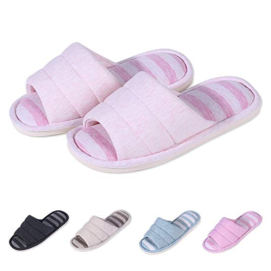 shevalues Women's Soft Indoor Slippers Open Toe Cotton Memory Foam Slip on Home Shoes House Slippers