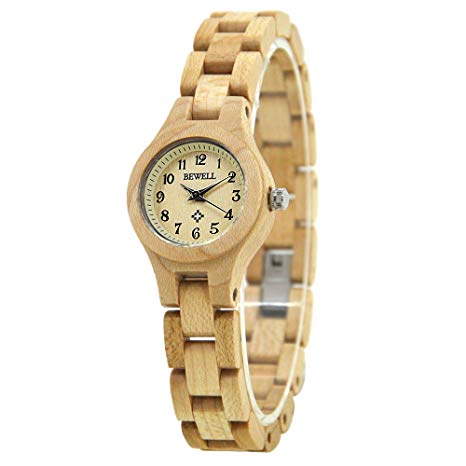 Bewell W123A Handmade Natural Maple Wristwatch Analogue Display Lightweight Small Thin Case Wooden Watch for Women
