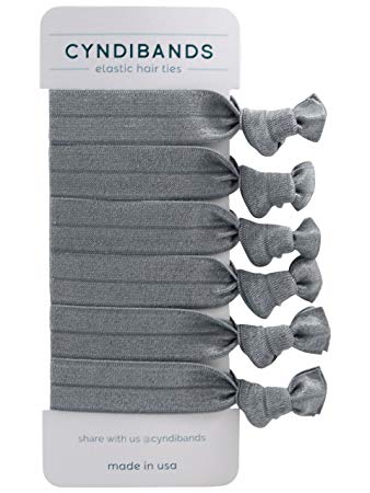 Match Your Hair Color Knotted Ribbon Elastic Hair Ties - 6 Count (Dark Gray)