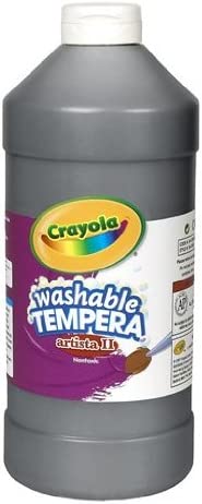 Crayola Washable Tempera Paint For Kids, Black Paint, Classroom Supplies, Non Toxic, 32 Oz Squeeze Bottle