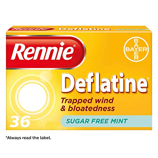 Rennie Deflatine Trapped Wind & Bloatedness Relief Tablets Sugar-Free Mint - 36 Tablets