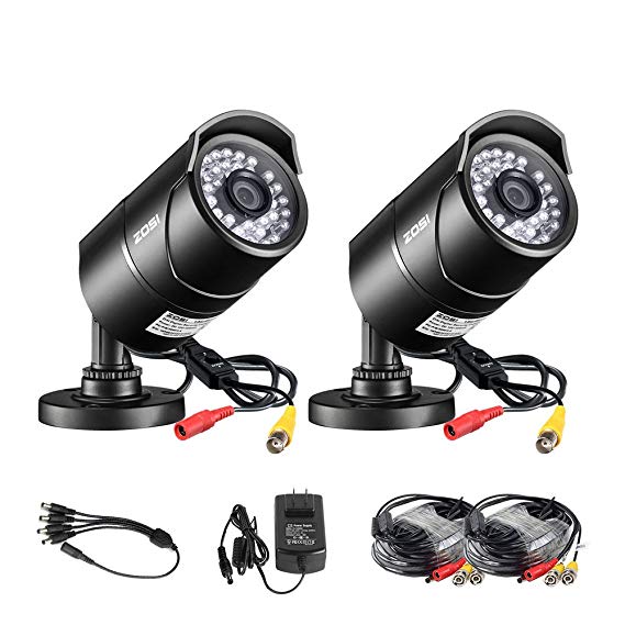 ZOSI 2 Pack 2.0 Megapixel HD 1080P 4 in 1 TVI/CVI/AHD/CVBS CCTV Cameras Day Night Waterproof Camera 100ft IR Distance, Aluminum Metal Housing For HD-TVI, AHD, CVI, and CVBS/960H analog DVR