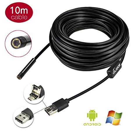 10M 33 Feet Phone Endoscopic USB Camera,Volador Cell Phone Endoscope USB Camera,5.5mm Ultra-slim 2 In 1 OTG Micro USB Borescope Inspection Camera with 6 LEDs for Android 4.0  Win7 Win8 Win10 OS