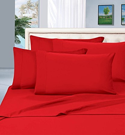 Thread Spread 100% Egyptian Cotton - 500 Thread Count 4 Piece Sheet Set- Color Red,Size Full - Fits Upto 18'' Deep Pocket