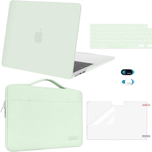 MOSISO Compatible with MacBook Air 13.6 inch Case 2022 2023 Release A2681 M2 Chip Touch ID, Plastic Hard Shell Case&Carrying Sleeve Bag&Keyboard Cover&Webcam Cover&Screen Protector, Tea Green