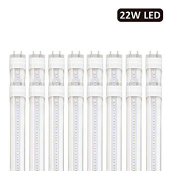 Barrina T8 T10 T12 LED Light Tube, 4FT, 22W, 6000K (Super Bright White), 2600 Lumens, Dual-End Powered, Clear Cover, T8 T10 T12 Fluorescent Light Bulbs Replacement, 16-Pack