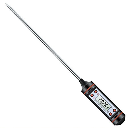 AMIR Upgraded Digital Meat Thermometer, Instant Reaction Cooking Thermometer with 5.9 Inch Long Probe, LCD Screen, Anticorrosive Materials, Auto OFF, for Meat, Food, Barbecue, Milk, Bath Water