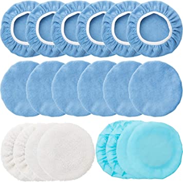 20 Pieces Car Orbital Buffer Polisher Pad Bonnet Microfiber Max Baxer Bonnet Polishing Bonnet Buffing Pad Cover (7-8 Inches)