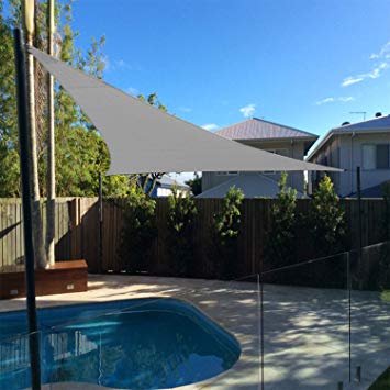 Artouch Sun Shade Sail Canopy 20' x 20' x 20' Light Grey Cover for Patio Outdoor, Triangle Backyard Shade Sail for Garden Pool Playground