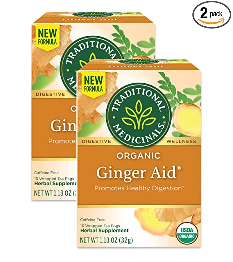 Traditional Medicinals Organic Ginger Aid Herbal Tea, Promotes Healthy Digestion, 16 Count (Pack of 2)