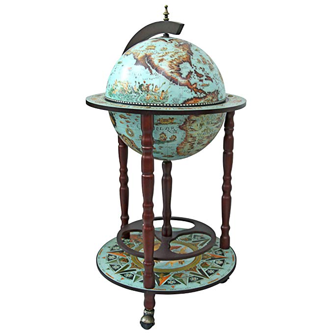 Design Toscano SJ360015 Sixteenth Century Replica Globe Bar Cabinet, 36 Inch, Cielo Blue