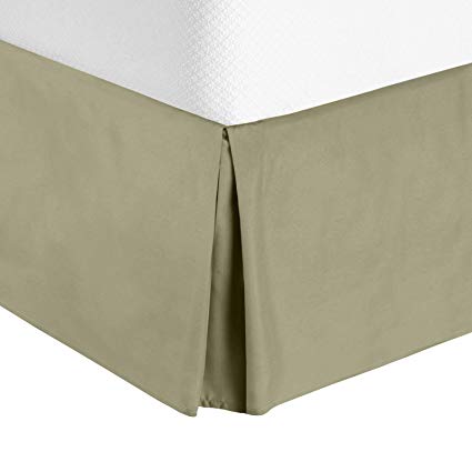 Nestl Bedding Pleated Bed Skirt - Luxury Microfiber Dust Ruffle, 14” Tailored Drop, Cal King, Sage