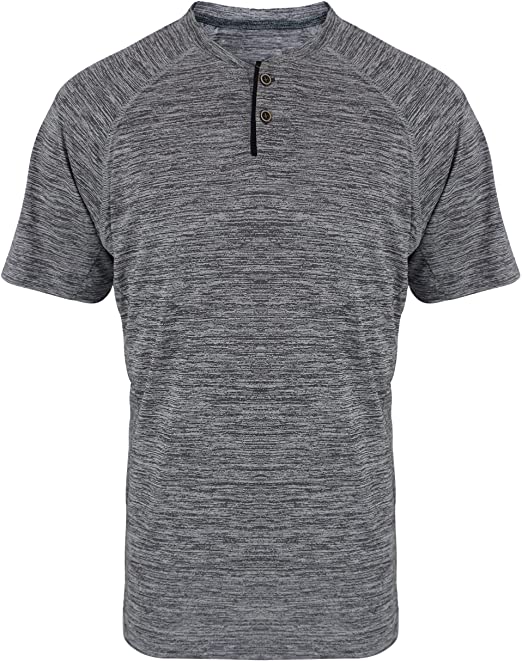 LeeHanTon Henley Shirts for Men Summer Quick Dry Casual Crew Neck Short Sleeve Performance T-Shirts