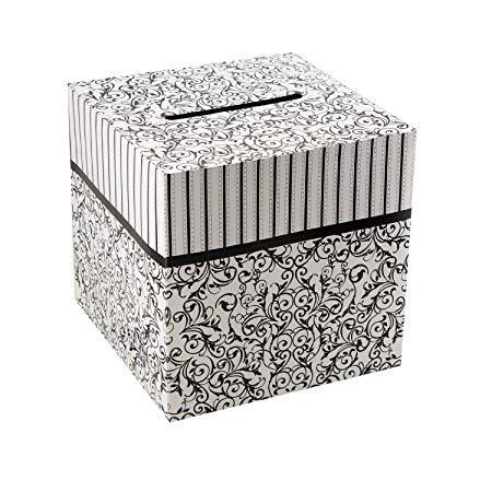 Ifavor123 Cardboard Black and White 10” X 10” Wedding Birthday Party Gift Money Card Box