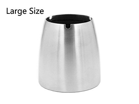 Ashtray ,Stainless Steel Unbreakable Modern Ashtray , Cigarette Ashtray for Indoor or Outdoor Use, Ash Holder for Smokers, Desktop Smoking Ash Tray for Home office Decoration, Silver,Large Size