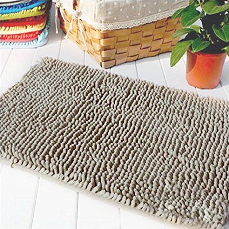 [Updated] LOCHAS Microfiber Non-slip Bathroom rugs Super Absorbent Soft Shower Mat Suitable for Kitchen/Bedroom/Doormat 32" x 20", Khaki