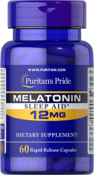 Puritan's Pride Melatonin 12 mg 60 Count, White