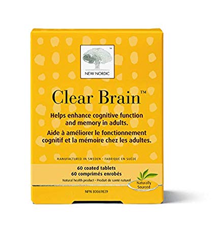New Nordic Clear Brain, 60 Tablets Cognitive Health & Memory Supplement with Green Tea and Walnut, Naturally Sourced Ingredients