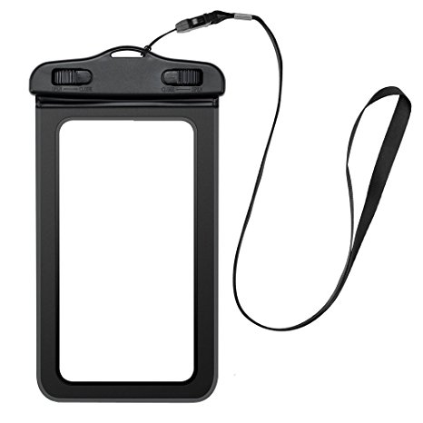 Vastar Waterproof Case Bag Pouch for Apple iPhone 6 6 Plus, 5S 5C 5, iPod Touch; Samsung Galaxy S6 and S6 Edge S5 S4 Note 3 2; HTC One M8,M7,M4,Mini; LG Optimus G2, G2 Mini; MP3 Player and More - [Black] Universal Ultrapouch Waterproof Pouch with Touch Responsive Front and Back Transparent Screen Protector Windows (A.K.A IPX8 Certified)