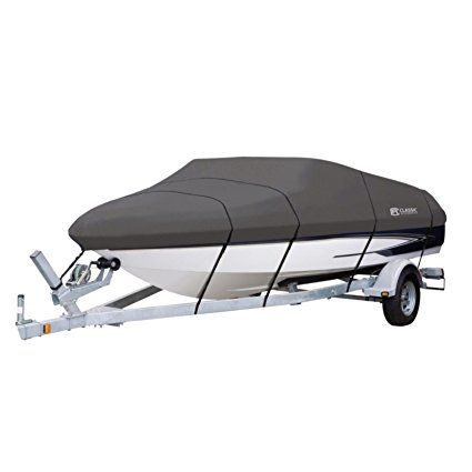 Classic Accessories StormPro Heavy-Duty Boat Cover With Support Pole For V-Hull Runabouts, 17' - 19' L Up to 102" W