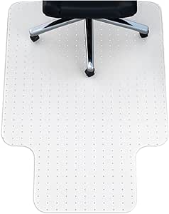 NINJA Easy Glide Office Chair Mat for Carpet, Ultra Strong Slip Resistant Under Desk Protector, No Divot Plastic Rolling Computer Mats, Semi Transparent Design 29x47 Inch, Clear Lipped Mat