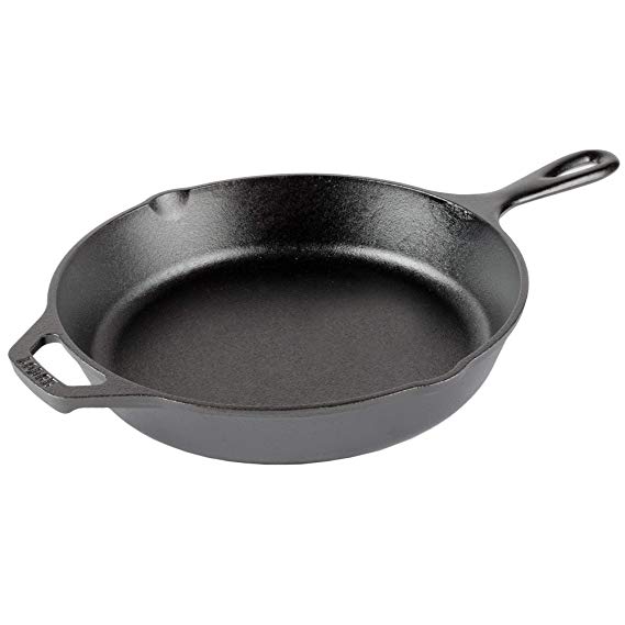 Lodge LCS3 10" Round Cast Iron Seasoned Chef Skillet with Black Hot Handle Holder