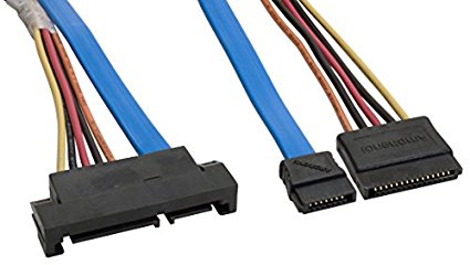 Amphenol CS-SATDRIVEX2-000.5 Serial ATA SATA Drive Connector Extension Cable, 0.5 m, 1.6', Blue