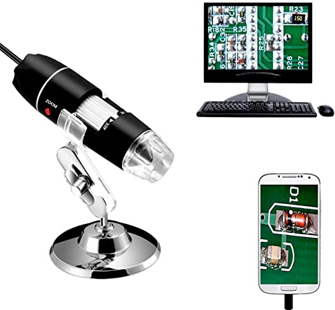 Jiusion 40 to 1000x Magnification Endoscope, 8 LED USB 2.0 Digital Microscope, Mini Camera with OTG Adapter and Metal Stand, Compatible with Mac Windows 7 8 10 Android Linux