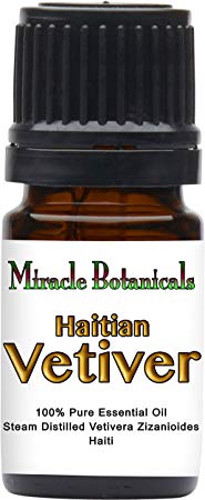 Miracle Botanicals Wildcrafted Haitian Vetiver Essential Oil - 100% Pure Vetivera Zizanioides - Therapeutic Grade 5ml