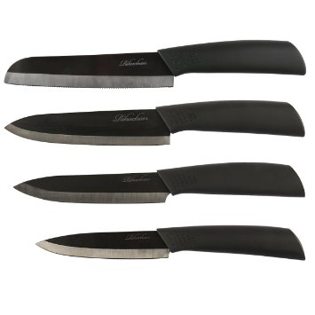 Ceramic Knife Set - 4 Pieces: 6" Bread Knife&6" Chef, 5" Utility / Slicing , 4" Fruit / Paring Knives（FDA approval）