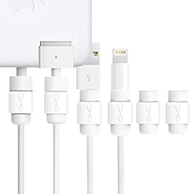 LimitStyle Lightning/Magsafe Savers (White 4 2 Pack) - Protective for Apple USB Lightning Cables (for Apple iPhone / iPad mini / iPad Air) and Macbook Power Cords