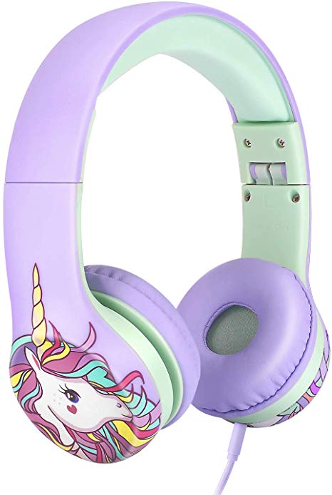 Nenos Kids Headphones Children’s Headphones for Kids Toddler Headphones Limited Volume Unicorn (Lavender Unicorn)