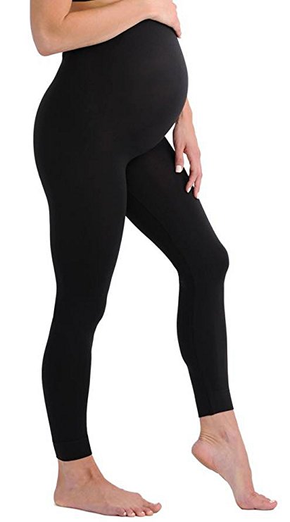 Touch Me Black and Grey Maternity Leggings Soft Solid Stretch Seamless Tights One Size Fits All Active Wear Yoga Gym Clothes