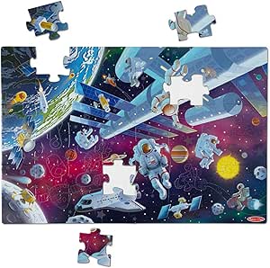 Melissa & Doug Outer Space Glow-in-the-Dark Cardboard Jigsaw Floor Puzzle – 48 Pieces, for Boys and Girls 3  - FSC Certified