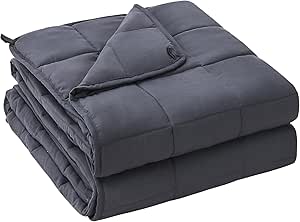 yescool Weighted Blanket for Adults (17 lbs, 48" x 72", Grey) Cooling Heavy Blanket for Sleeping Perfect for 160-180 lbs, Twin Size Breathable Blanket with Premium Glass Bead, Machine Washable