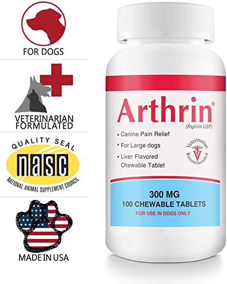 HealthyPets ARTHRIN325T Arthrin Canine Aspirin 300 mg for Larger Dogs - Prevent Gastrointestinal Upset - Joint Support Supplement - Liver Flavored - 100 Chewable Tablets