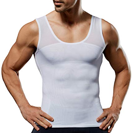 Men's Compression Shirt Slimming Body Shaper Vest to Hide Man Boobs Shapewear