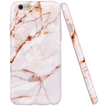 iPhone 6 Case, iPhone 6S case, JIAXIUFEN White Gold Marble Design Clear Bumper TPU Soft Case Rubber Silicone Skin Cover for Apple iPhone 6 6S