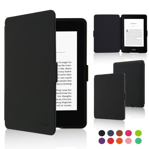 Kindle Paperwhite Case - ACdream The Thinnest and Lightest PU Leather Smart Cover Case for All-new Kindle Paperwhite Fits All Versions 2012 2013 2014 and 2015 New 300 PPI Black