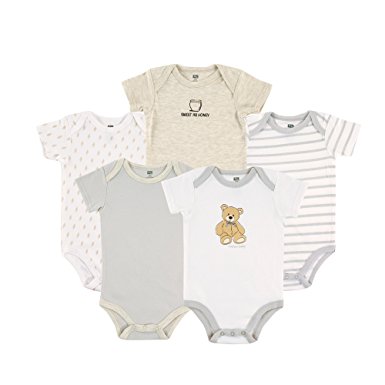 Hudson Baby Infant Cotton Bodysuits, 5 Pack