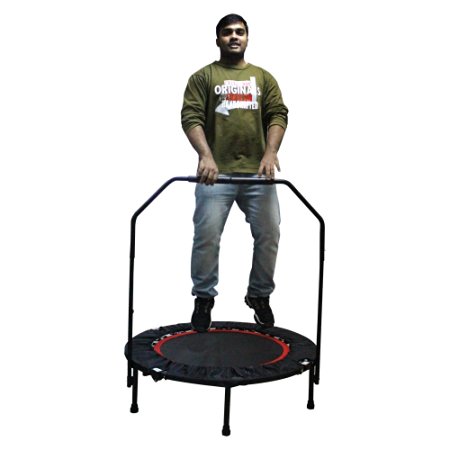 Rayhome 40 Inch Indoor Foldable Round ExerciseTrampoline with Bar for 5  Child kids, Fitness Trampoline for Adult