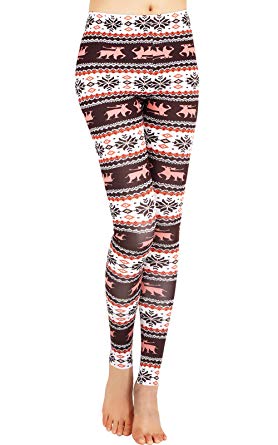 DawnRaid Womens Ultra Soft Brushed Christmas Leggings Pants Ankle Length,XS-3XL