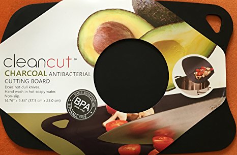 Plastic Cutting Board, Antibacterial Charcoal, Cutting Mat, Chopping Board, Flexible, Nonslip, Size - 15" x 10"