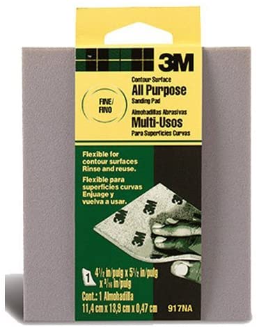 3M Contour Surface Sanding Sponge, Fine Grit, 4.5-in by 5.5-in by .1875-in