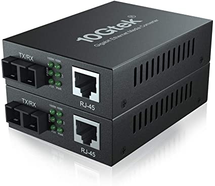 Gigabit Ethernet Media Converter, Multi Mode Dual SC fiber, 1000Base-SX to 10/100/1000Base-Tx, up to 550-m, Pack of 2