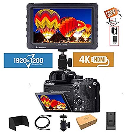 LILLIPUT A7S 7" 1920x1200 IPS Screen Camera Field Monitor 4K 1.4 HDMI Input output Video with Black Rubber Case Best Field Monitor buy from VIVITEQ (LILLIPUT USA OFFICIAL SELLER for full warranty)