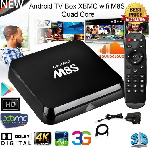 [2015 Latest TV Box]COOLEAD Quad Core M8S Android TV Box 2G/8G Dual band 2.4G/5G wifi Android 4.4 Amlogic S812 Chip 4K XBMC Full HD Smart tv box 1080p Streaming Media Player