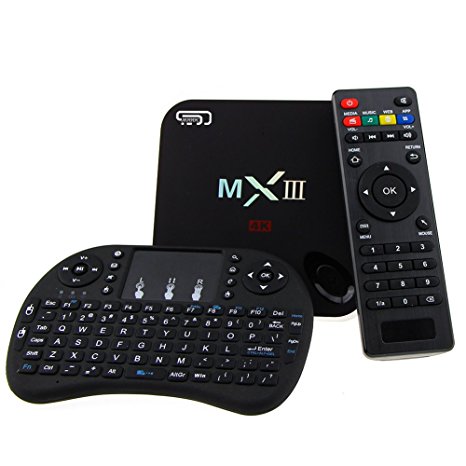 AUBBC MXIII Kodi (XBMC) 4k Google Andriod 4.4 Smart Tv Box Streaming Media Player 2G/8GB with Free Wireless Keyboard